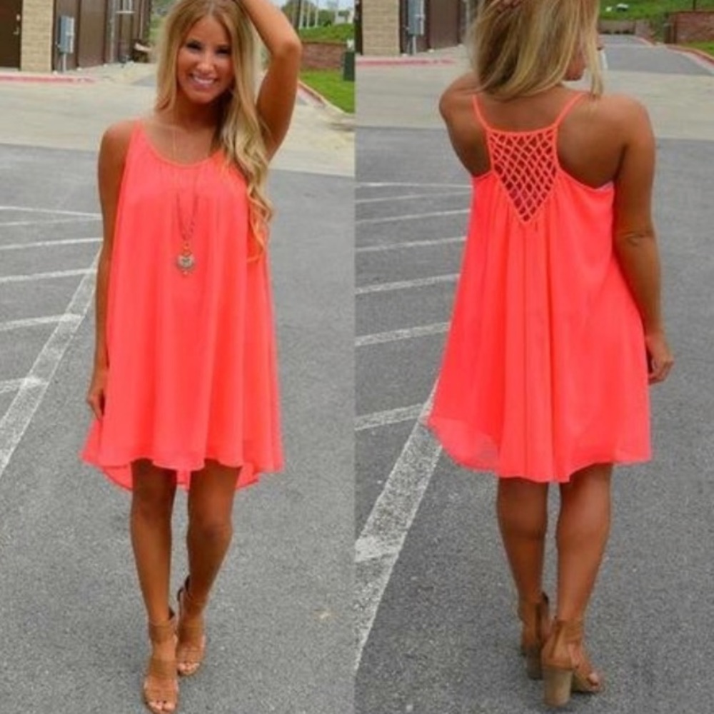 Neon Pink Shift Dress